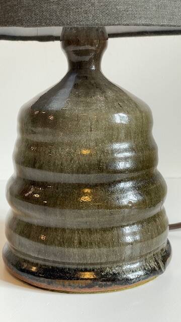 Vintage handmade stoneware geometric lamp