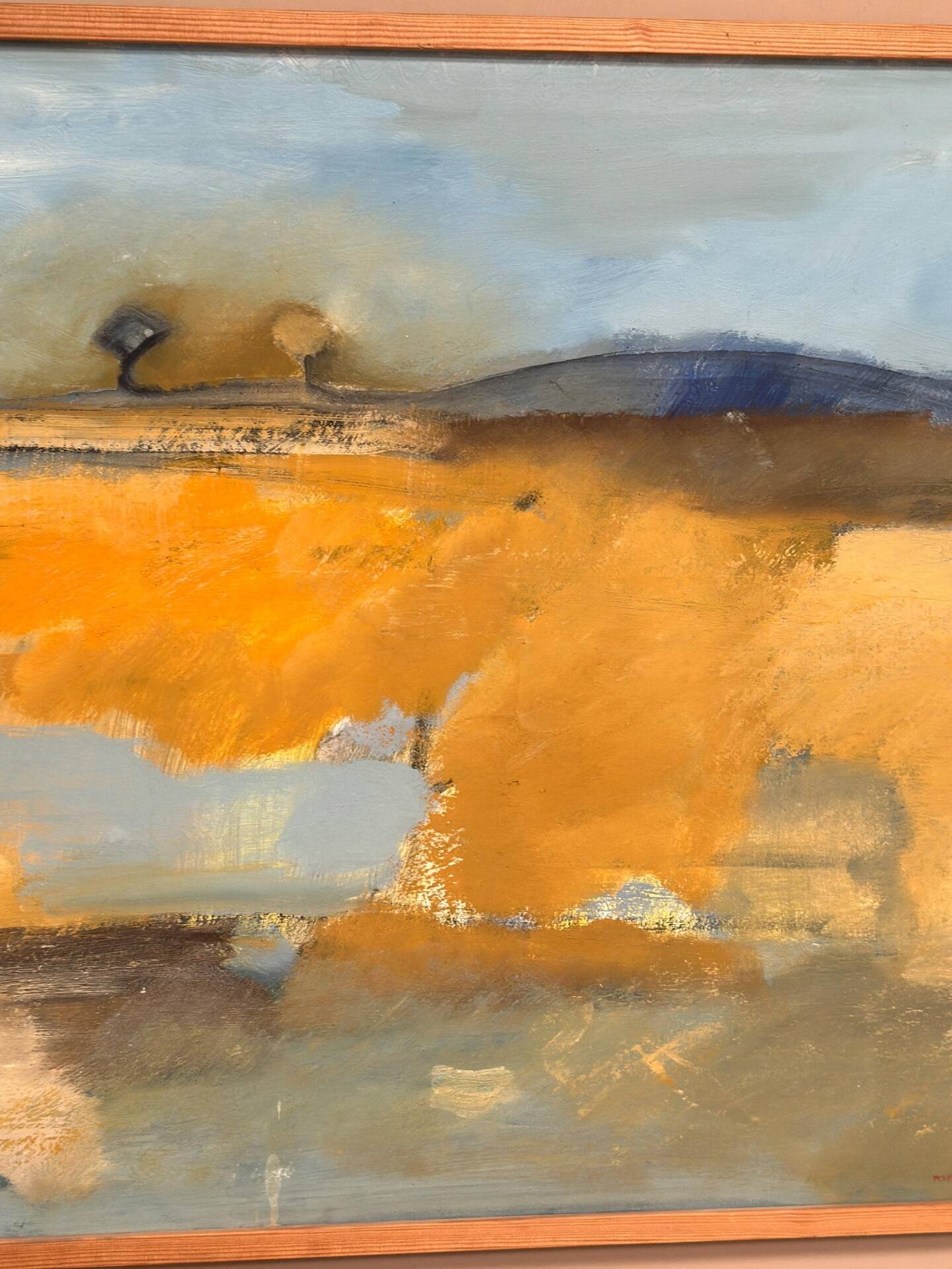 Huile su panneau suédoise – “Landskapskomposition” par Peter Prütz – Vintage