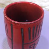 Red ceramic vase with free patterns