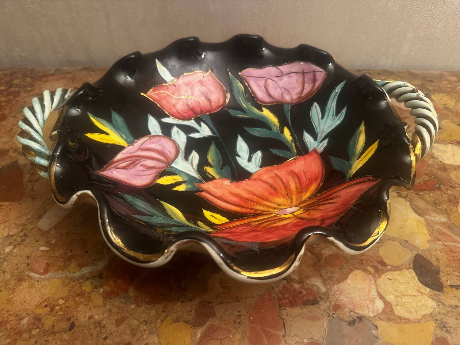 Corbeille à fruits / Centre de table céramique vintage