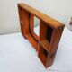 Étagère bois miroir rond année 80