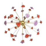 Red and violet flowers murano glass sputnik chandelier
