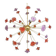 Suspension fleurs rouges et violettes verre de murano spoutnik