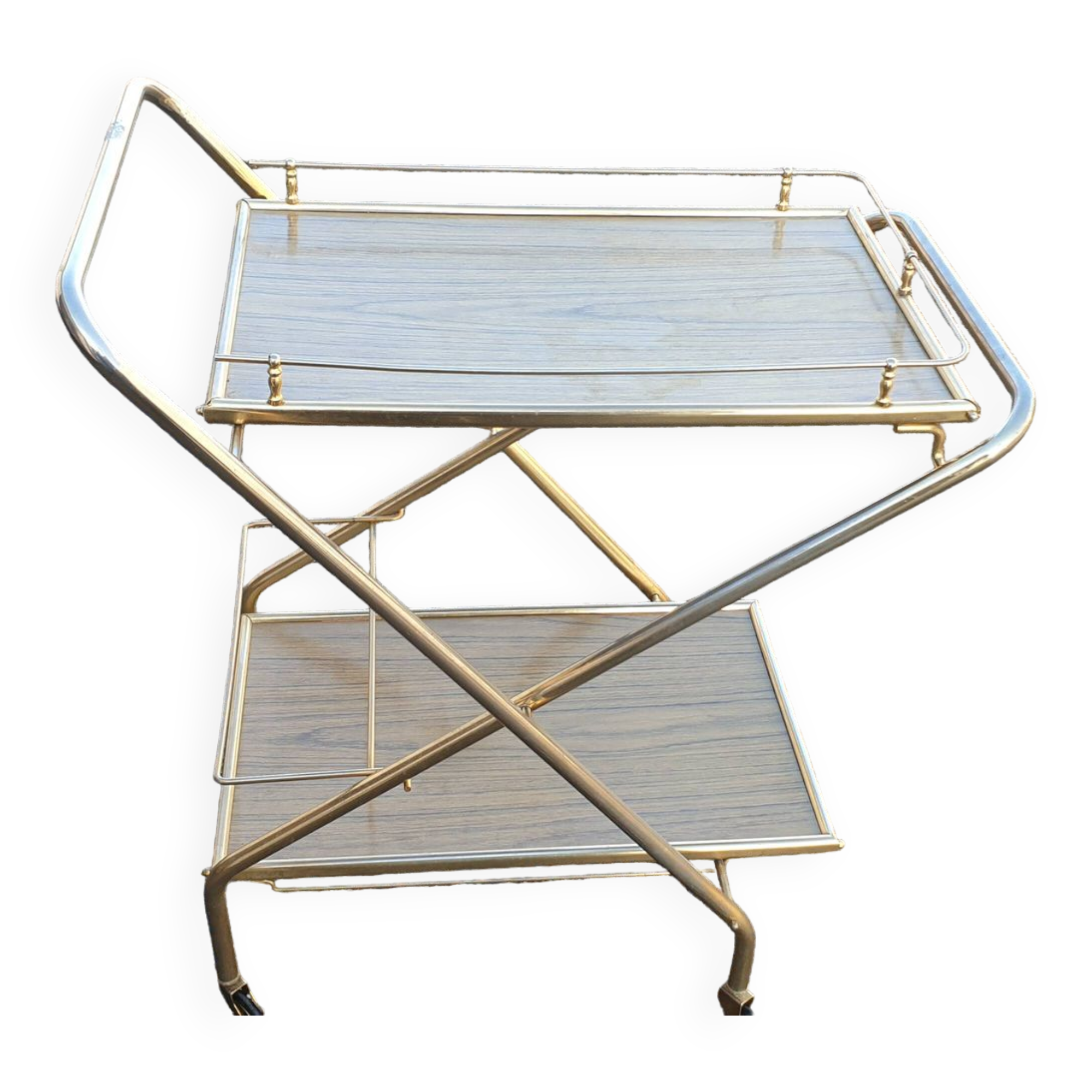 Vintage folding serving table on wheels