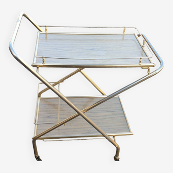 Vintage folding serving table on wheels