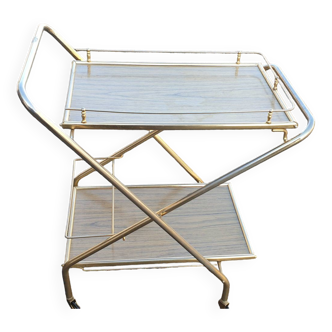 Vintage folding serving table on wheels