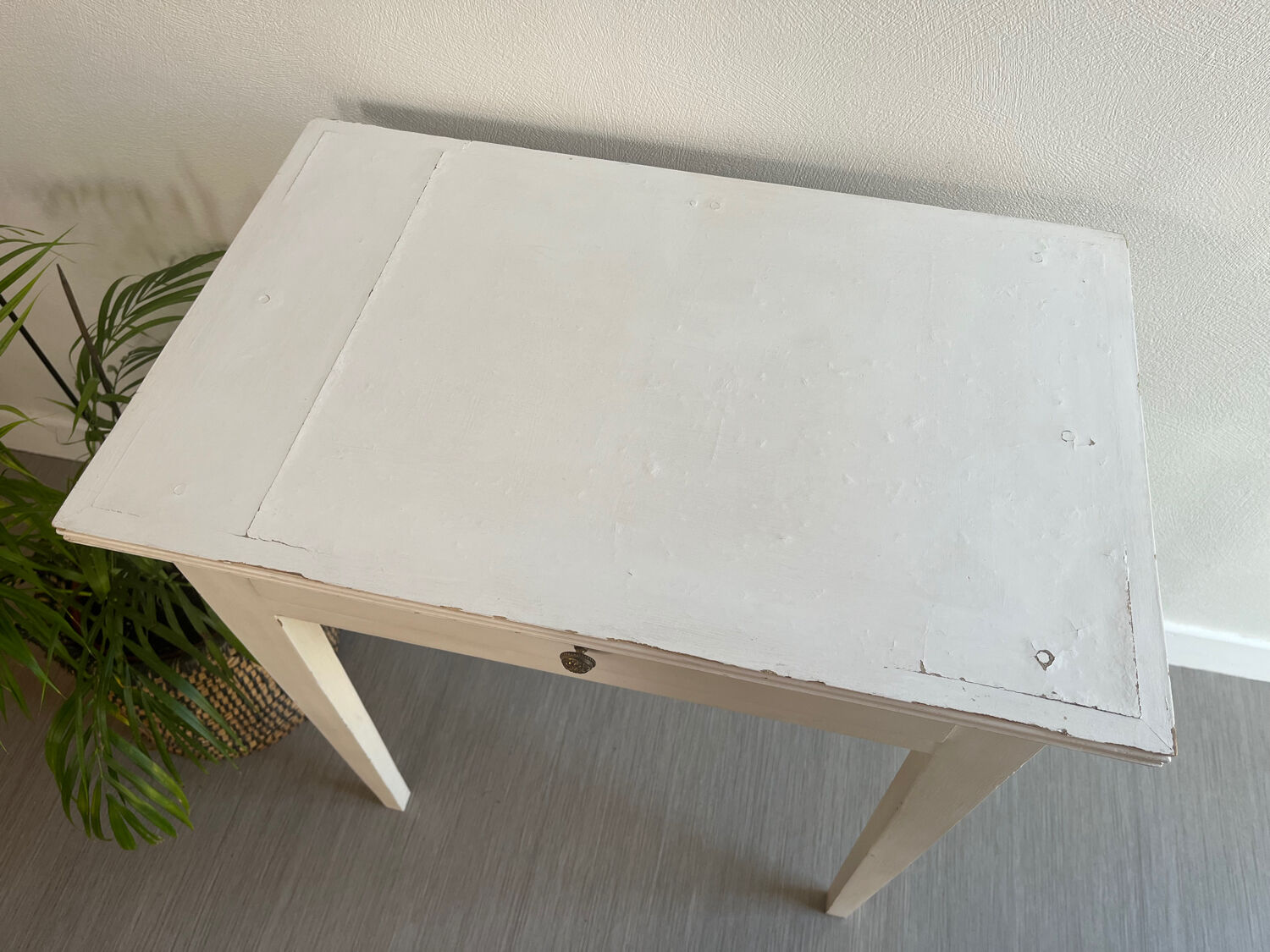 Small patinated wood table / desk / console / side table