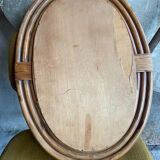 Vintage rattan oval mirror, 54x39 cm