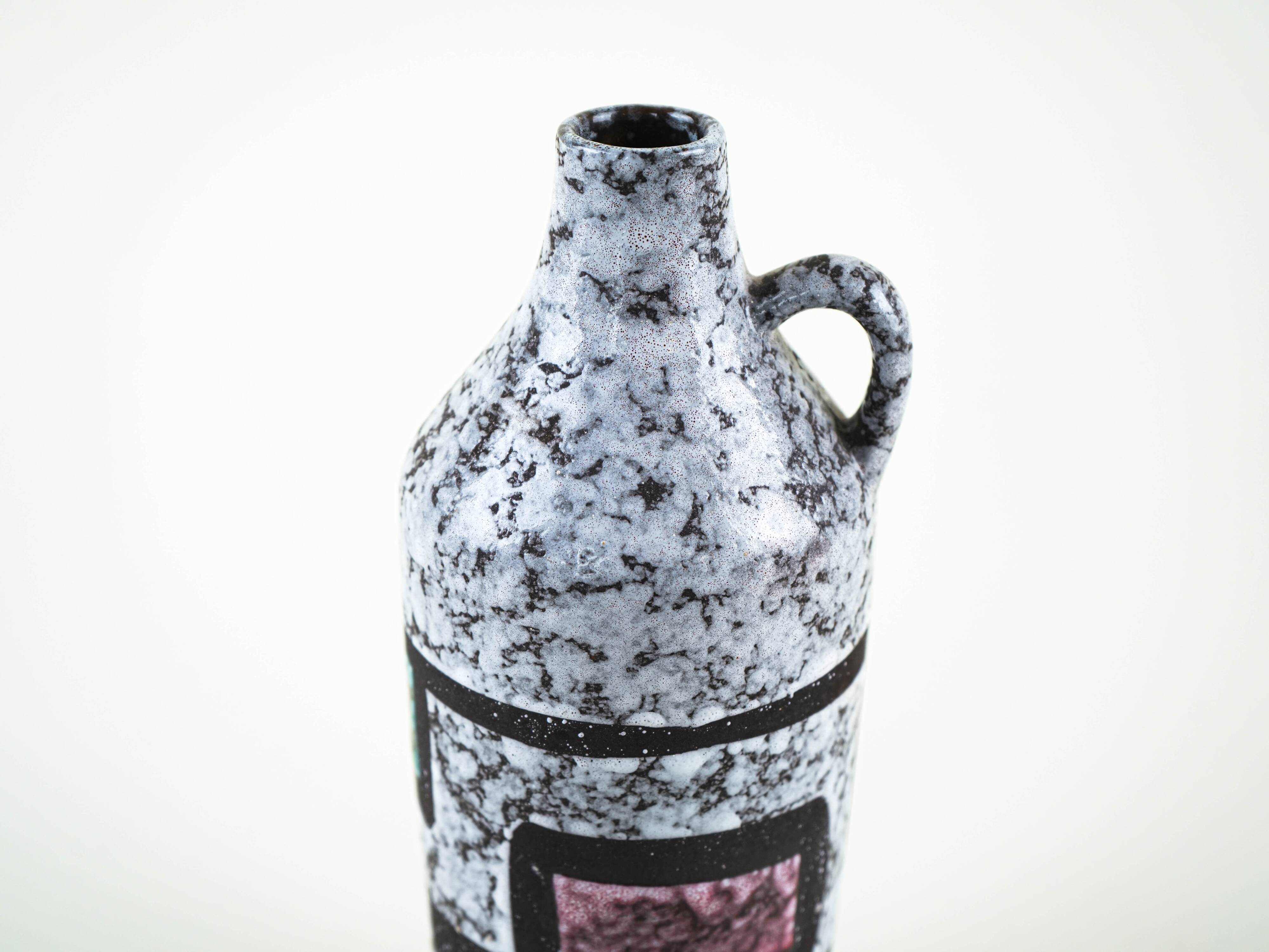 Ceramic vase with a handle, German design, 1960s, manufactured by Strehla