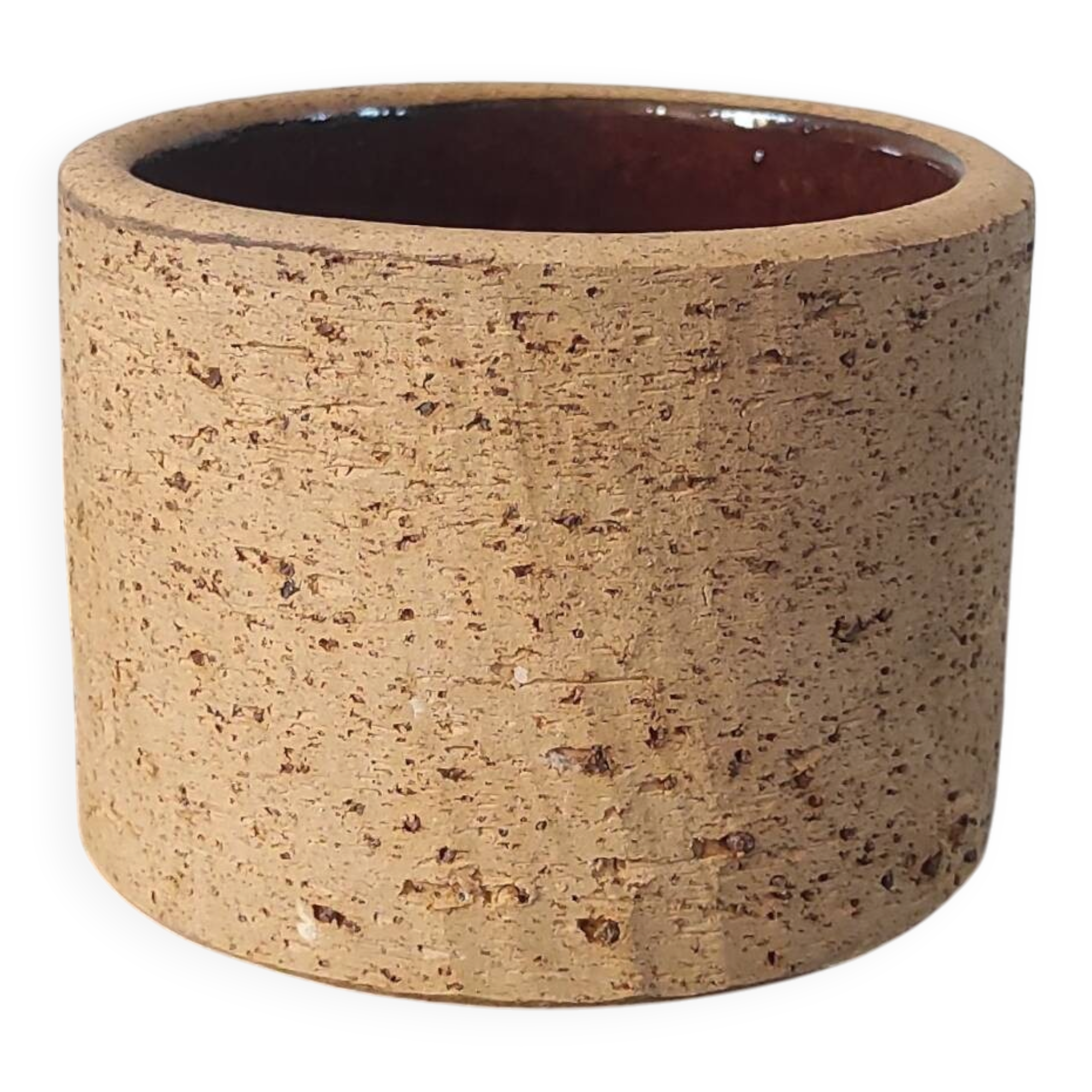 Cup, pot in raw pyrite stoneware and glaze