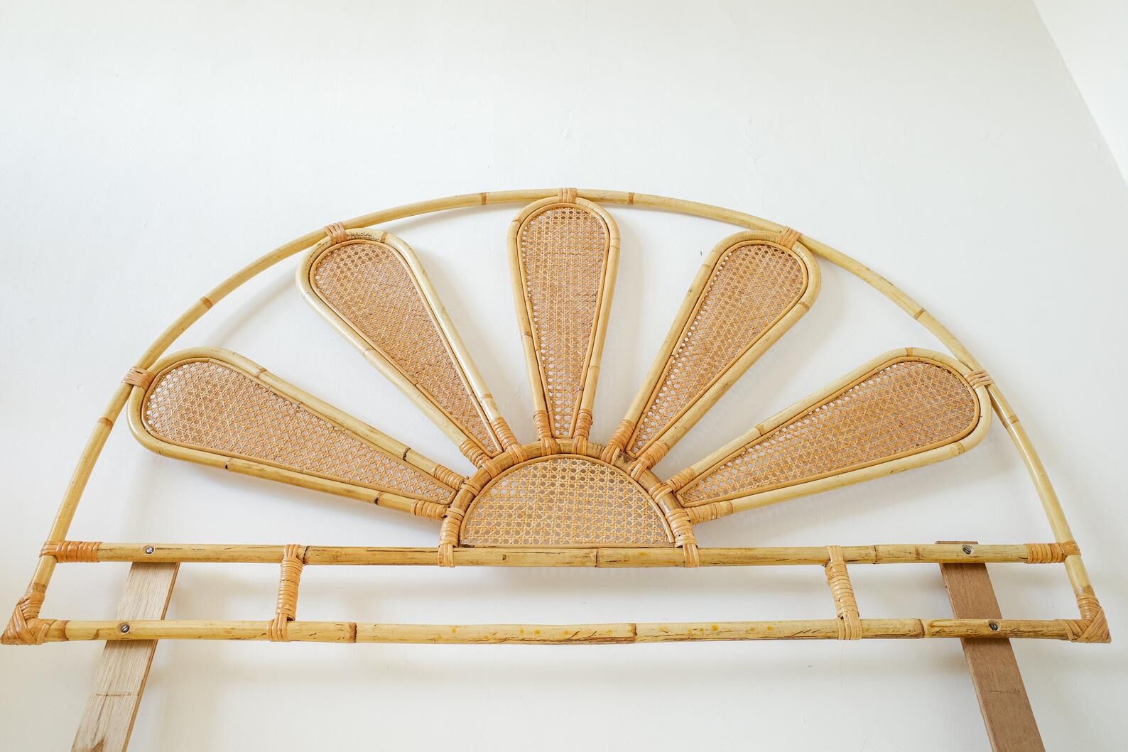 Rattan peacock headboard
