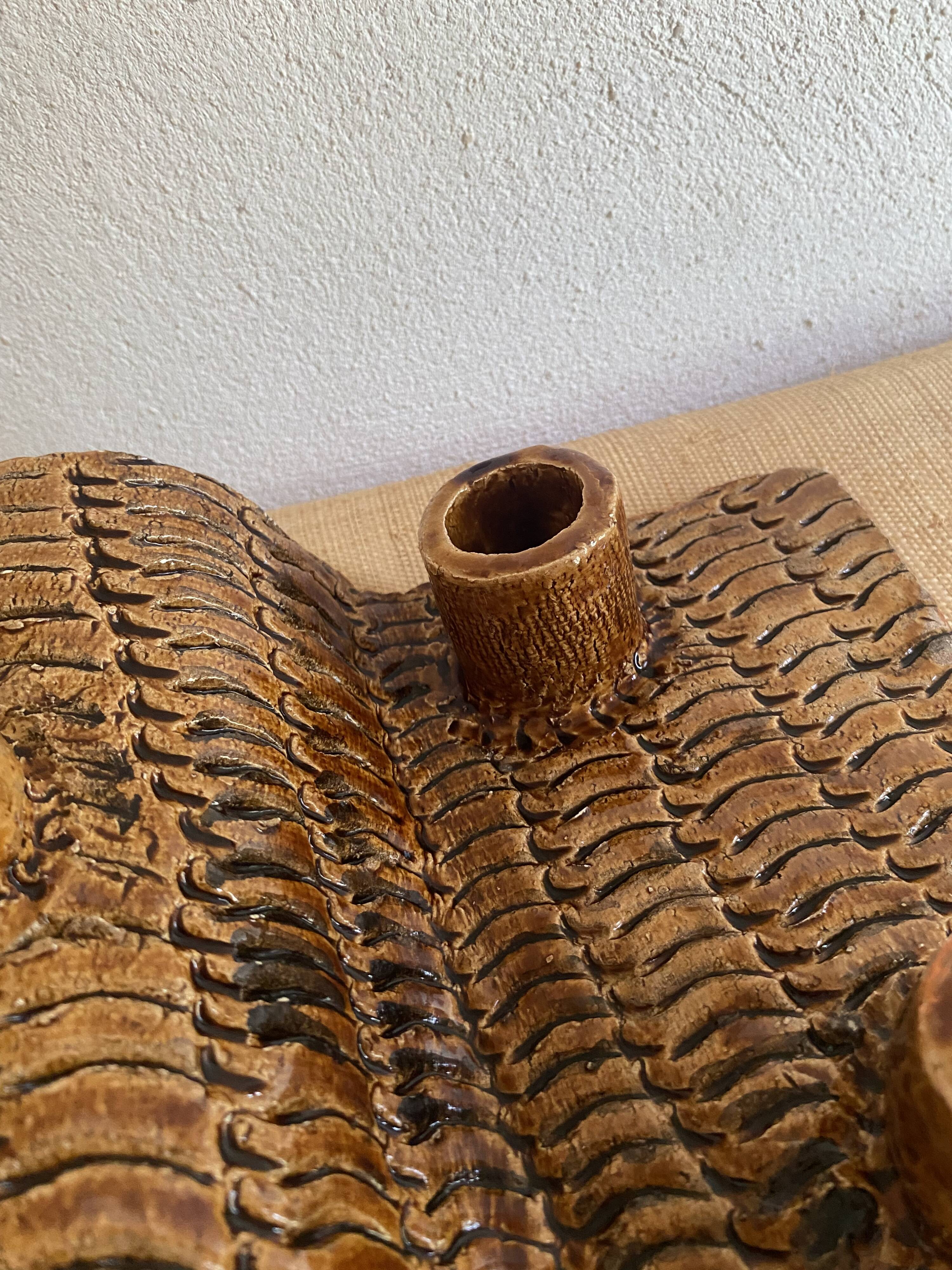 Terracotta candlestick with 5 holders, 1980s.