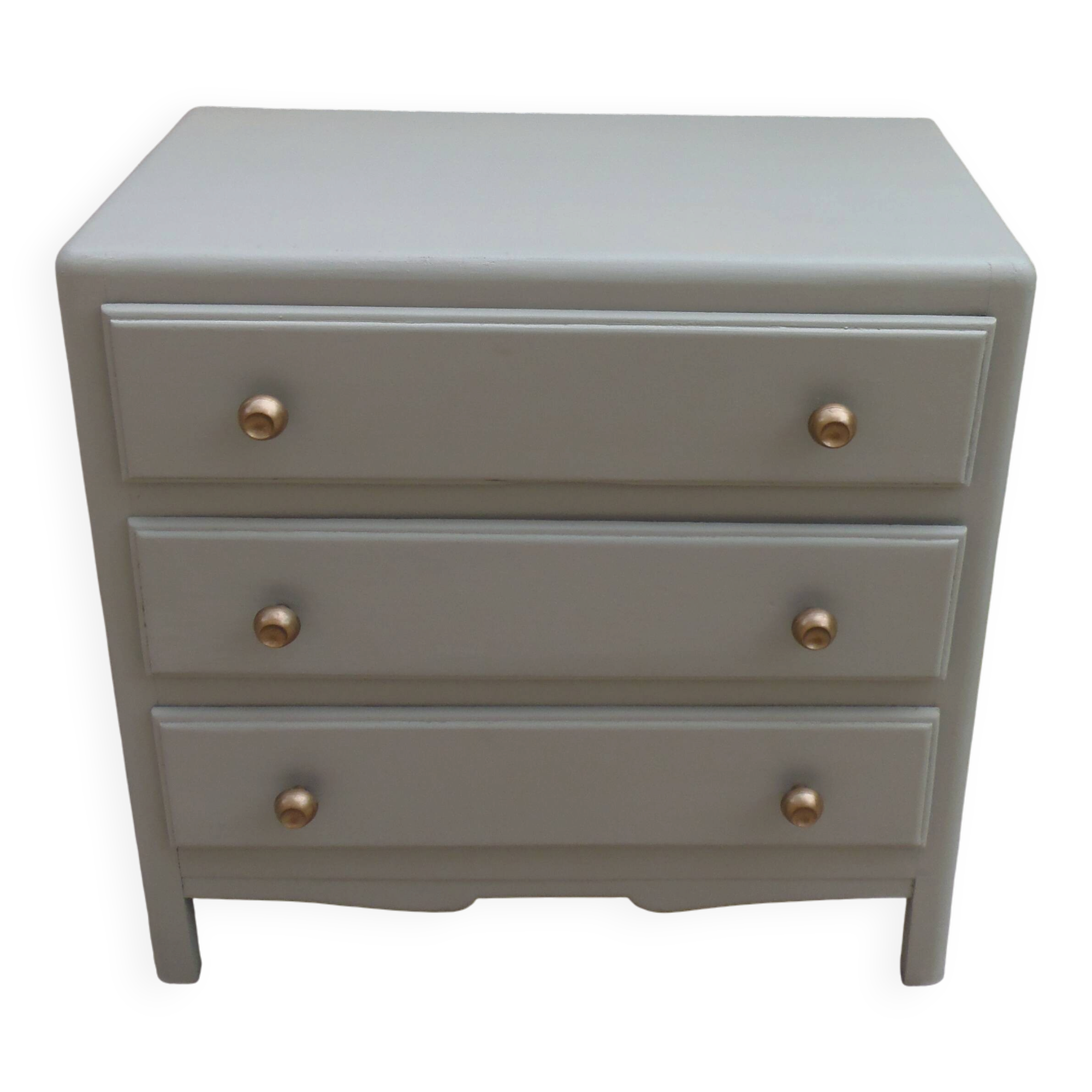Vintage commode enhanced in grey-green.