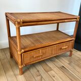 Rattan coffee table and cannage 60s