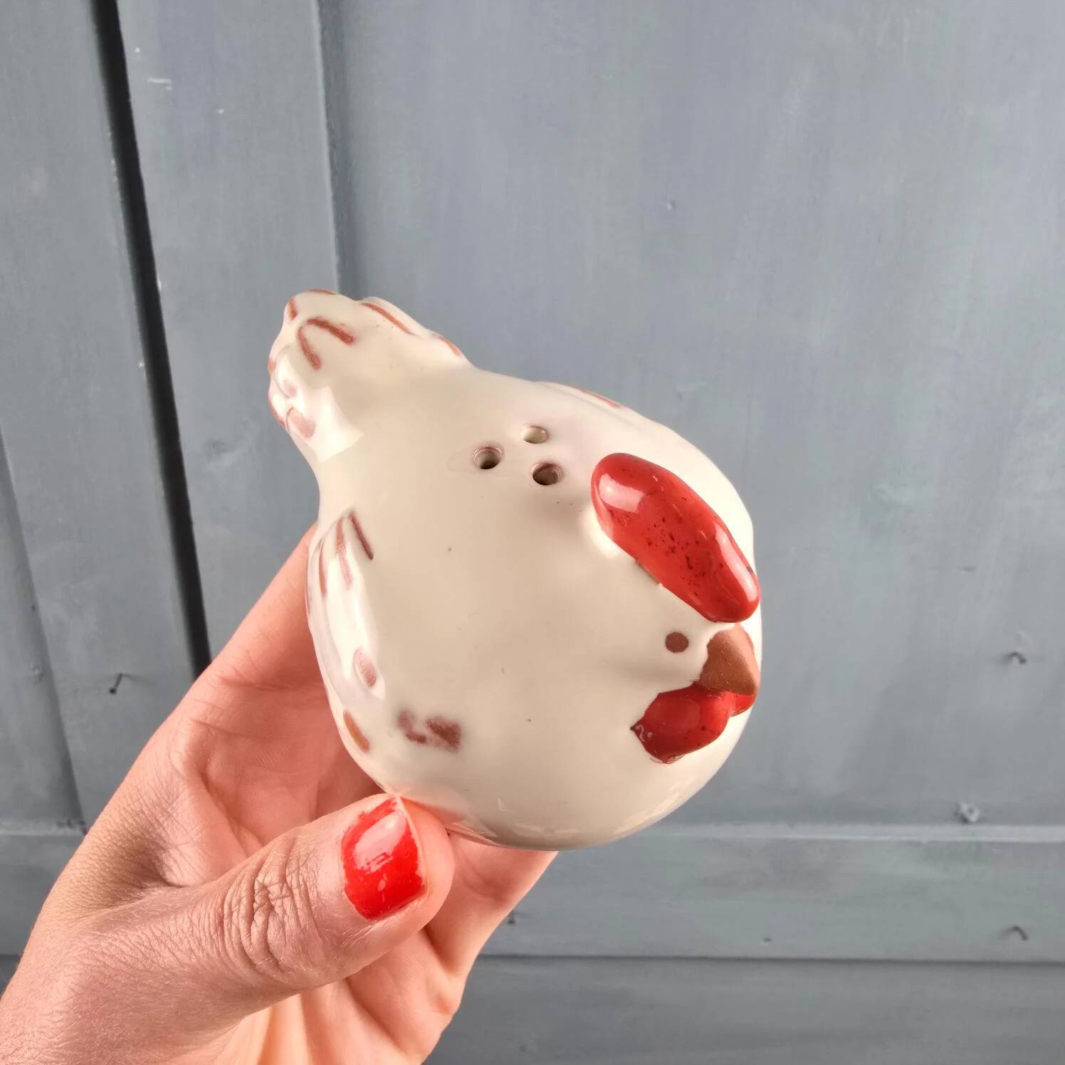 Ensemble salière & poivrière + statuette poule en céramique, Athezza