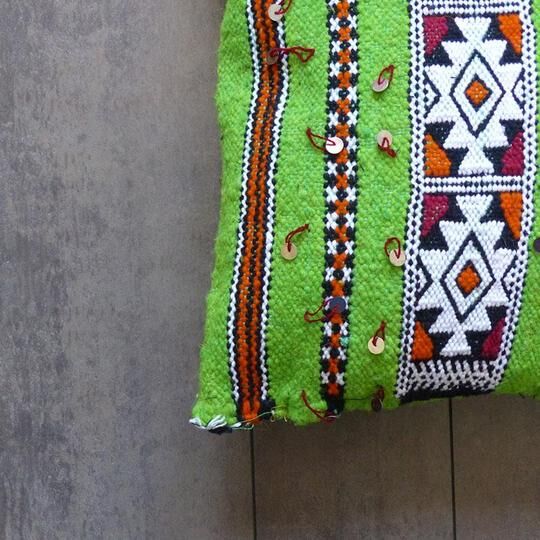 Moroccan green kilim cushion