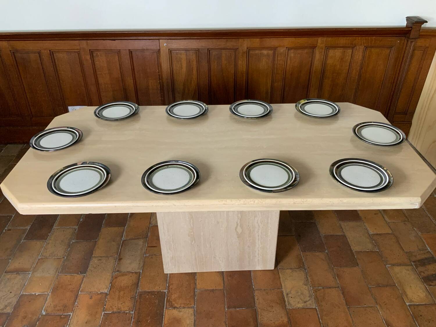 Travertine dining table