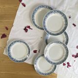 6 dessert plates, ironstone, antique Saint Amand Hamage.
