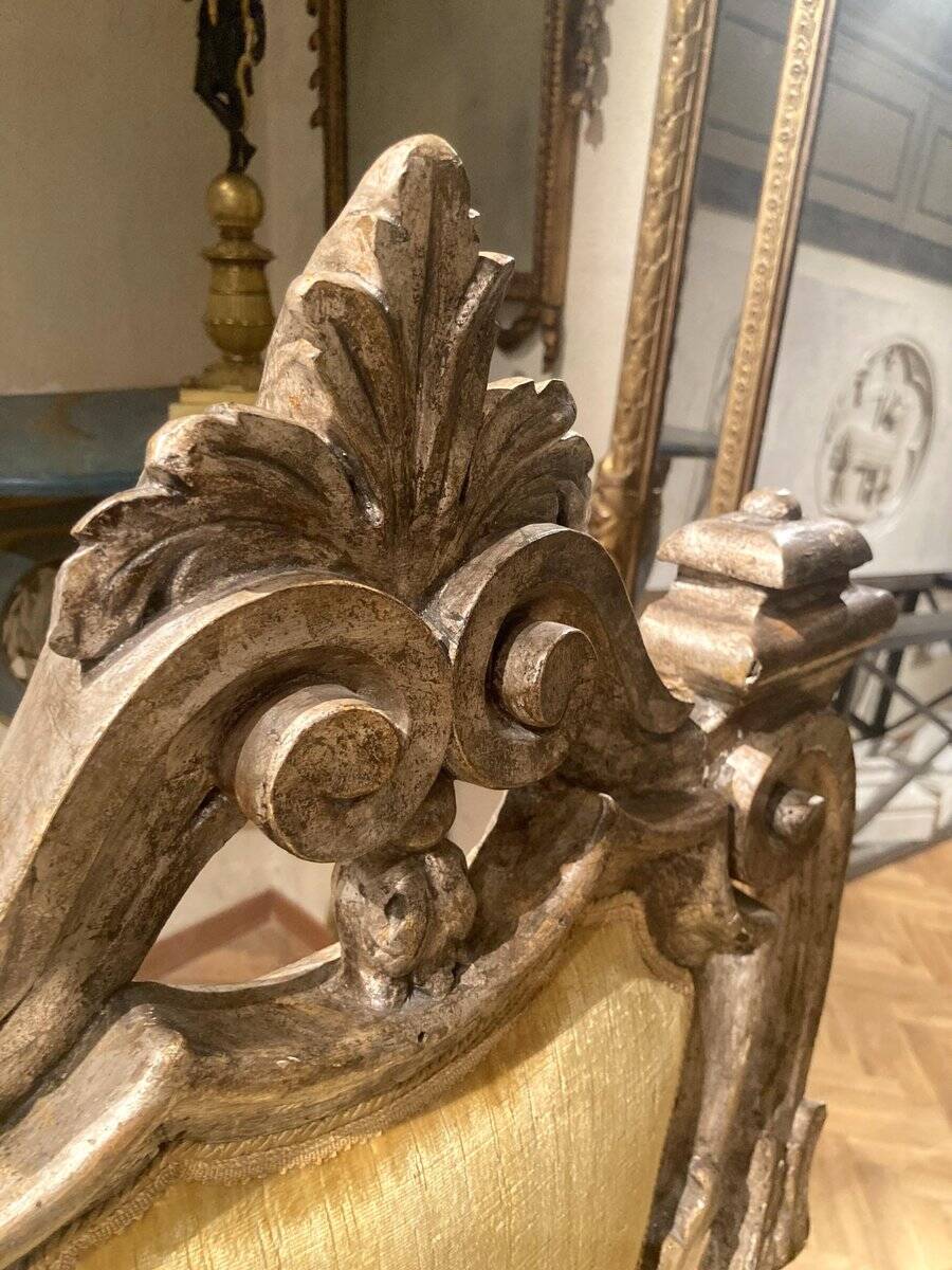 Italian Rococo Silver Mecca Giltwood Throne Armchair, Rome, 18th Century