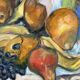 Still life with fruits, oil on canvas signed Pidoux.