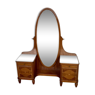 Hairdresser Art Deco styke from the early 20th century in mahogany with marquetry and mother-of-pear details