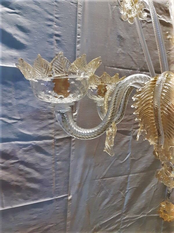 superb great translucent Murano chandelier and gold, old,complete