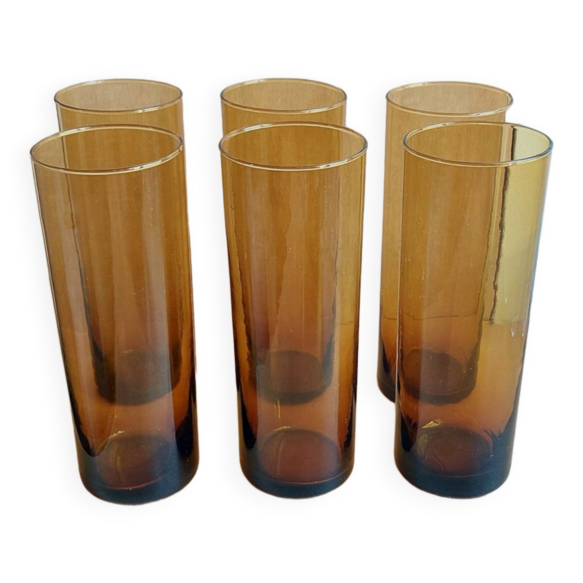 Set of 6 vintage amber glasses