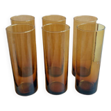 Set of 6 vintage amber glasses