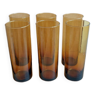 Lot de 6 verres ambré vintage