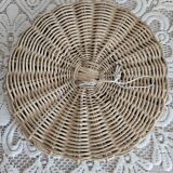Old small round wicker mirror