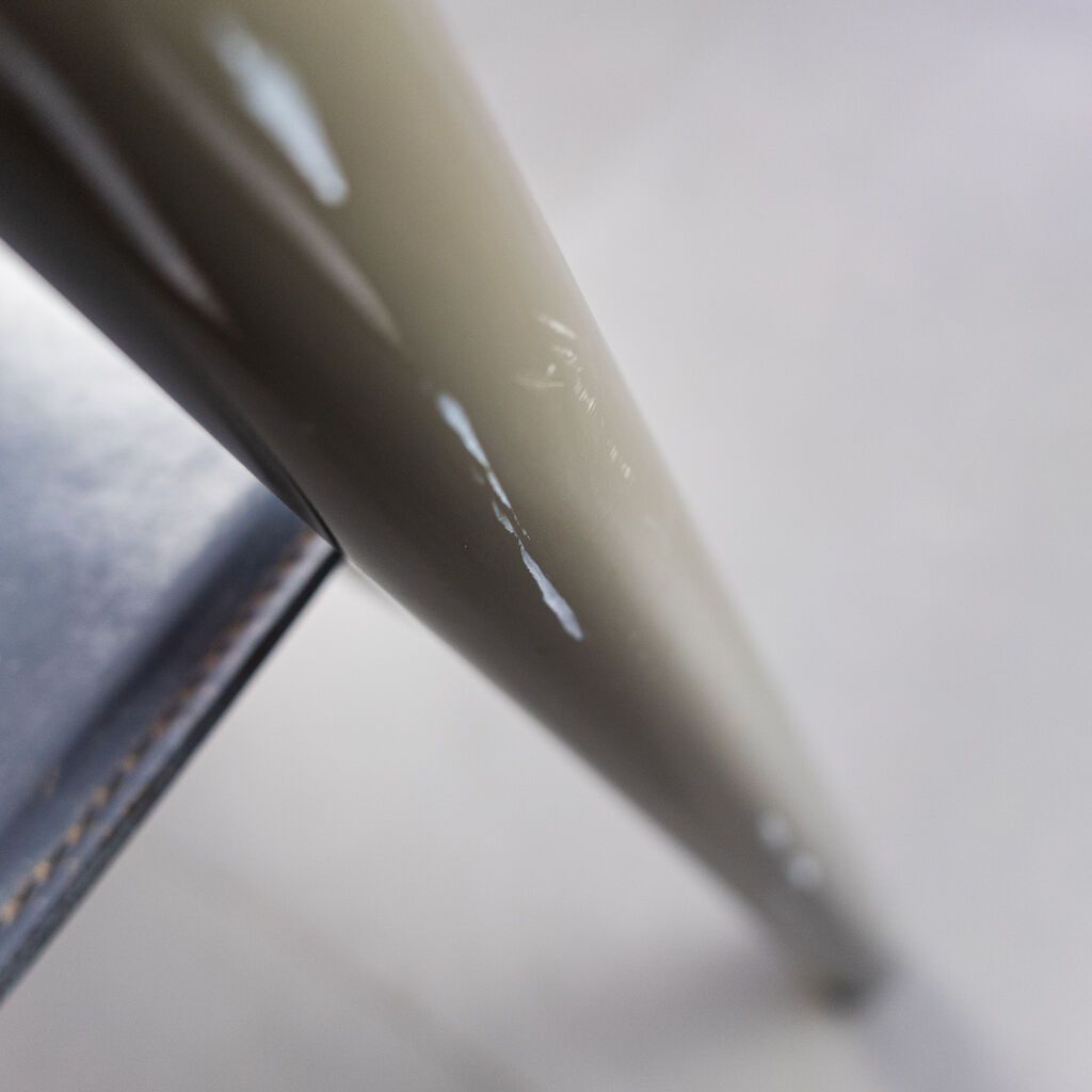 Set of 4 leather chairs and laywood from the 1980s vintage modern