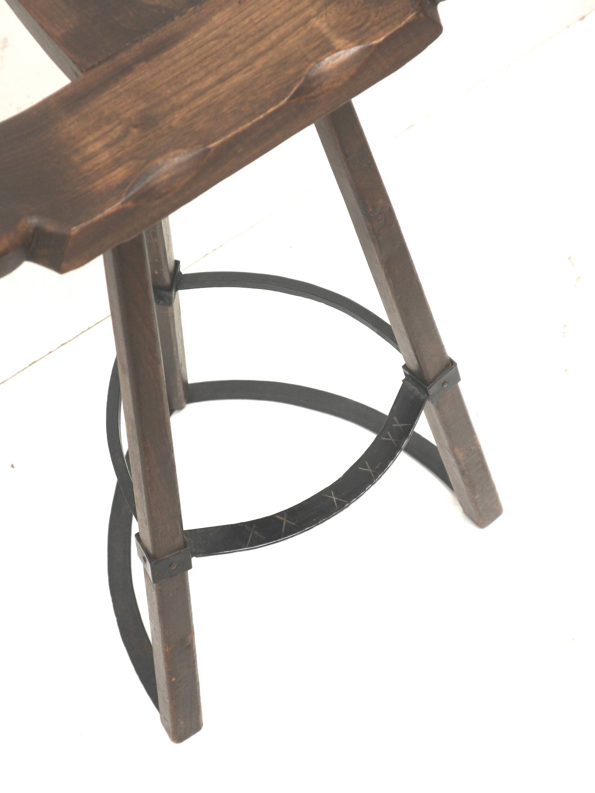 5x Vintage Spanish Brutalist 'Marbella' stool by Confonorm from the 70s