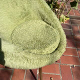 Fauteuil moumoute vintage vert pale