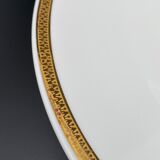 Flat round serving dish Limoges gold edging