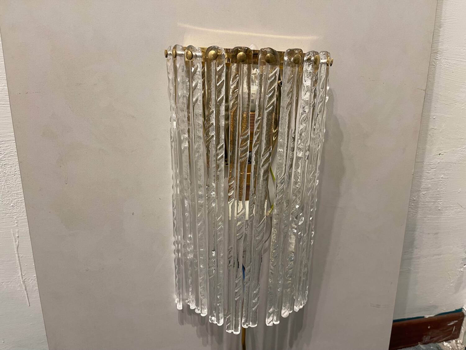 Large Murano Glass Brass Sconces