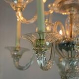 Venetian lustre in Murano glass transparent 10 arms of light on two levels