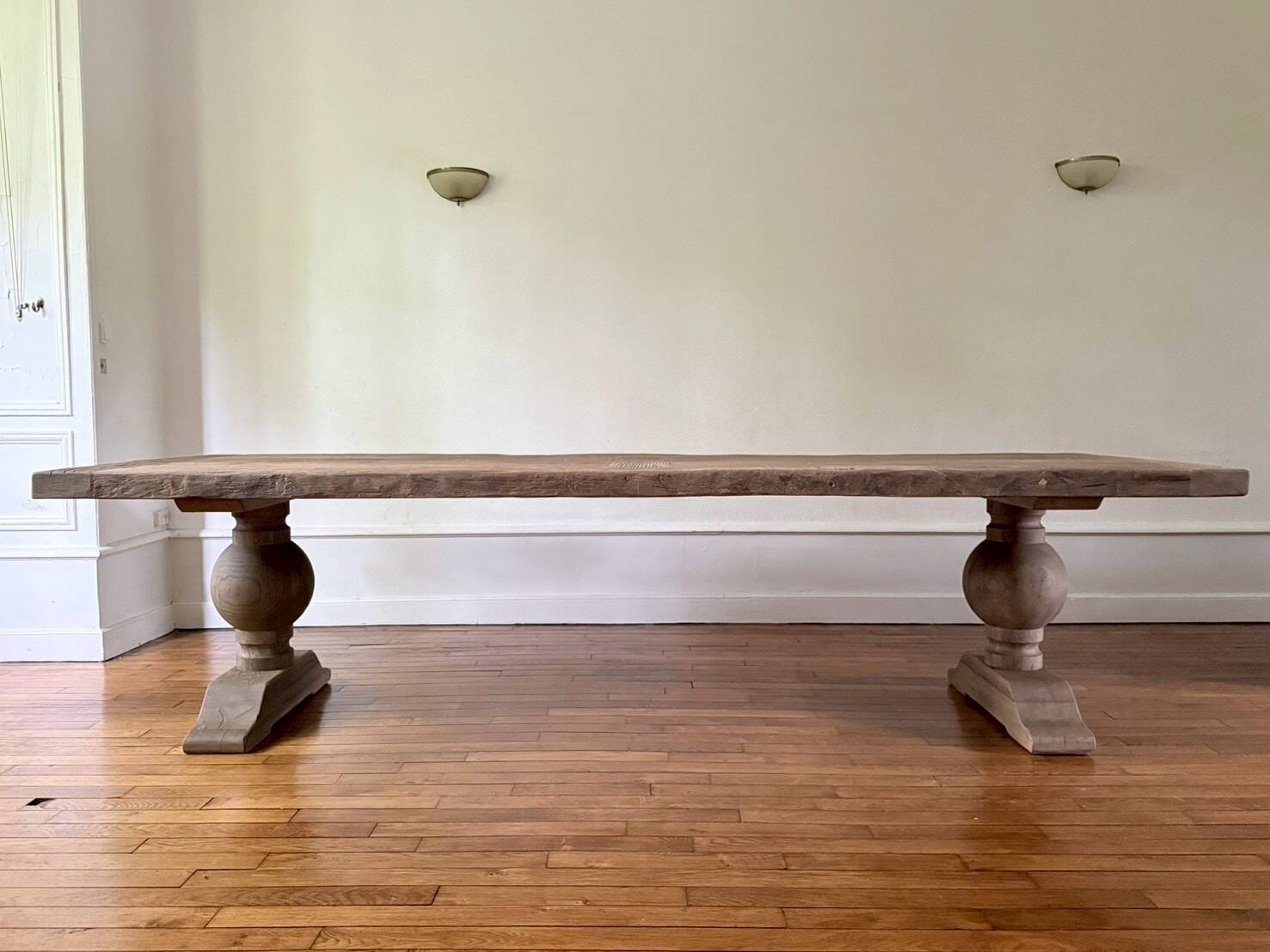 Monastery table - sun - in solid old oak - length 375 cm