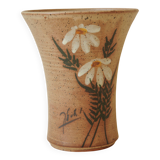 Vase Evasé Motif Marguerite - Potterie en Grès