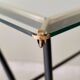 Antique side table in metal and glass