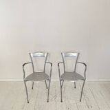 Set of French Armchairs in Metal and Copper, 1980s