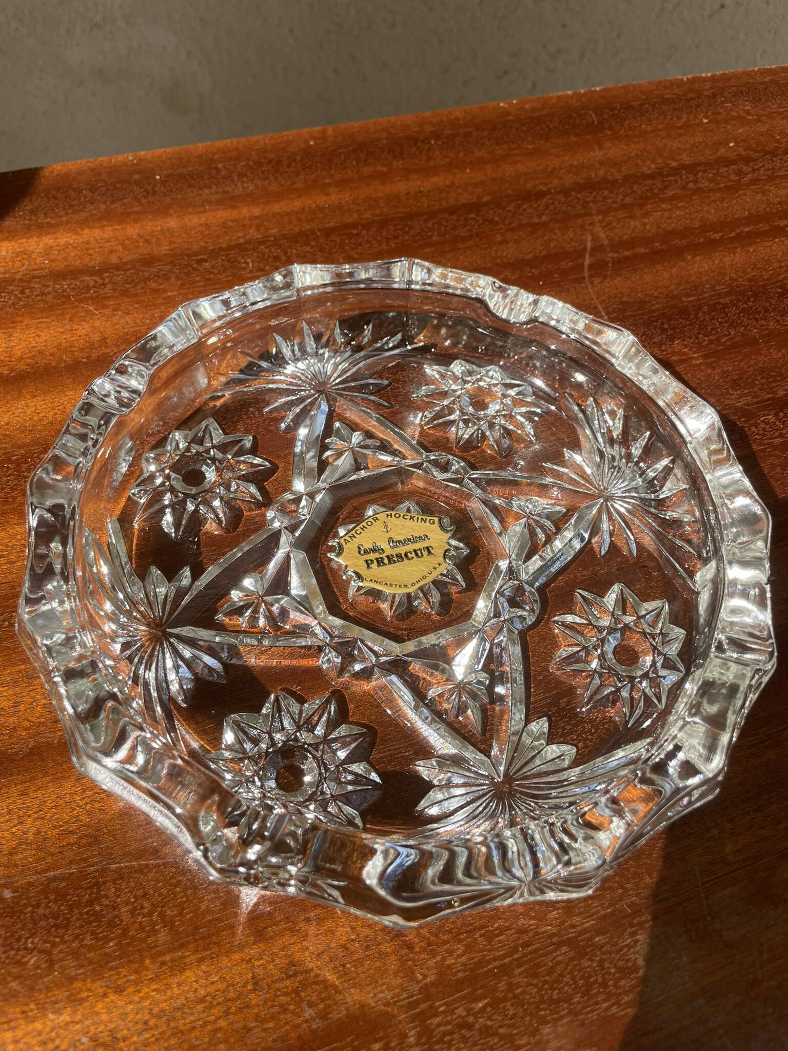 Chiseled glass ashtray