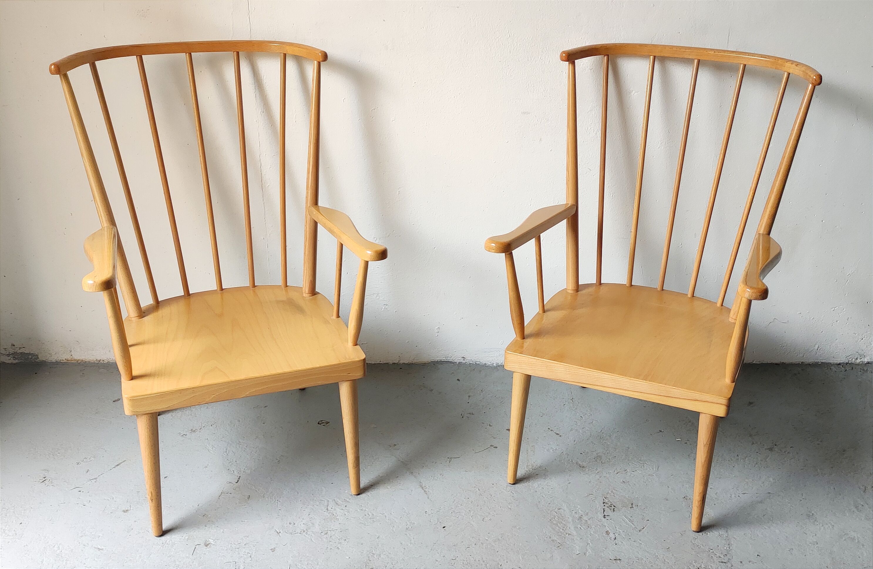 Pair of Baumann fan armchairs