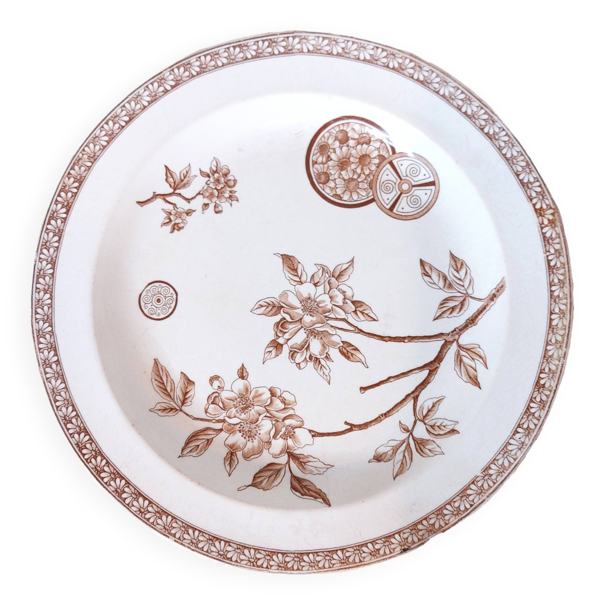 Large hollow iron earth dish daisy decor