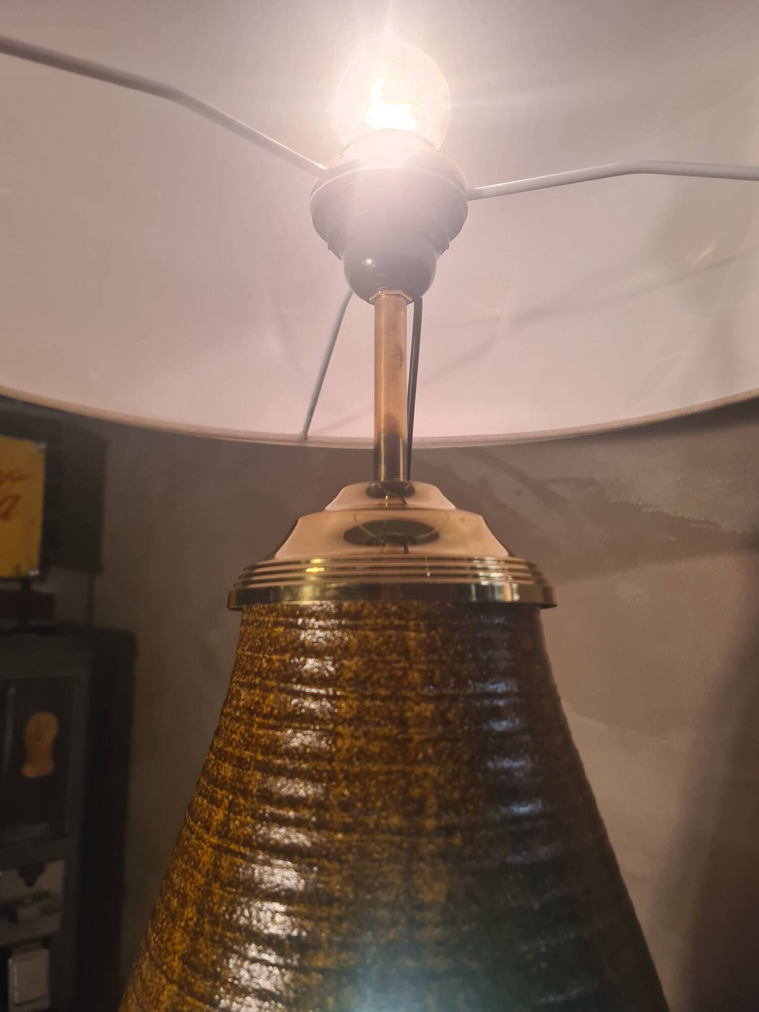 large lamp Accolay 87x44 in ceramic and resin inclusion Vintage/60 to 70
