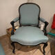 Banquette sofa circa 1970 blue fabric/yellow polka dots