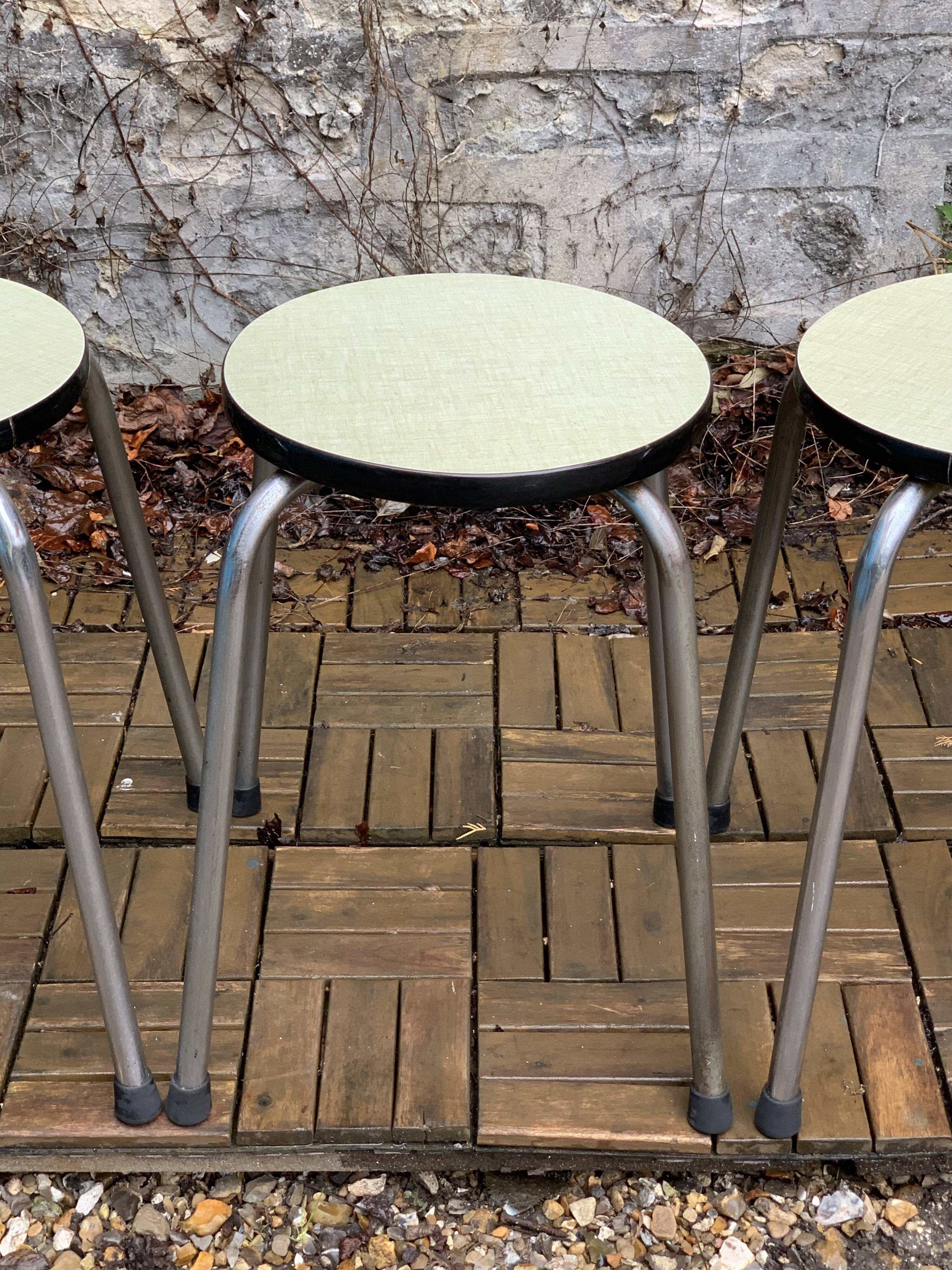 Vintage stackable stools Formica beige 1960