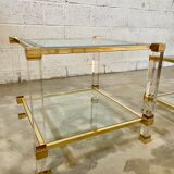 Pair of sofa ends and coffee table Pierre Vandel in altuglas