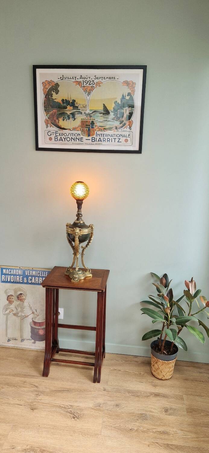 Lampe cassolette bronze doré style Empire XIXème