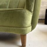 Banana sofa in pistachio green velvet, 1950