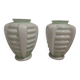 Set of two Art Deco uranium opaline skyscraper vases.
